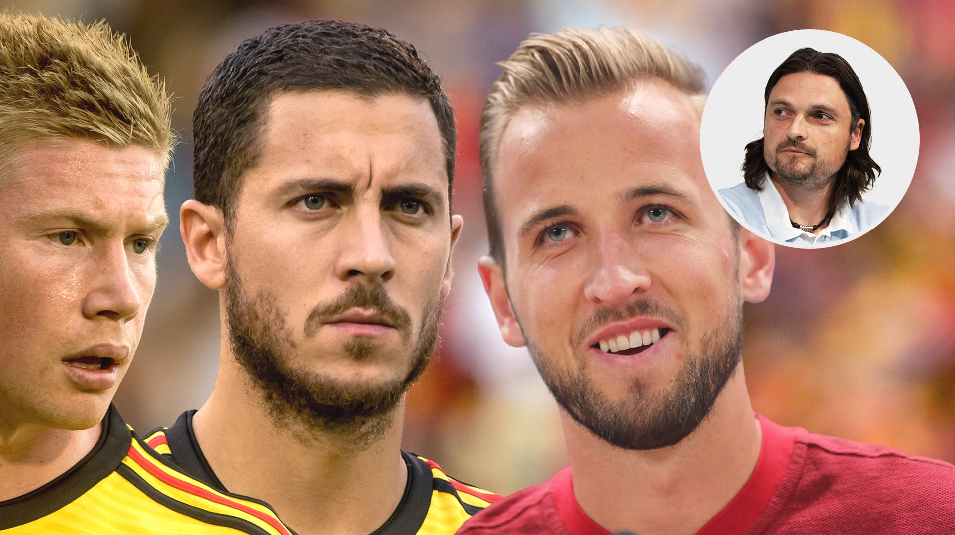 Für t-online.de-Experte Lutz Pfannenstiel die entscheidenden Spieler der Gruppe G: Belgiens Offensiv-Duo Kevin De Bruyne (v. l.) und Eden Hazard sowie der Engländer Harry Kane.