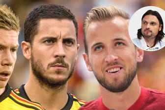 Für t-online.de-Experte Lutz Pfannenstiel die entscheidenden Spieler der Gruppe G: Belgiens Offensiv-Duo Kevin De Bruyne (v. l.) und Eden Hazard sowie der Engländer Harry Kane.