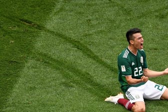 Hirving Lozano aus Mexiko jubelt nach seinem Tor zum 1:0 gegen Deutschland.