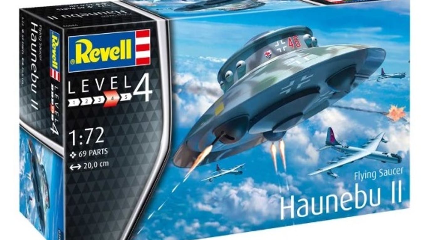 Das "Nazi-Ufo" Flying Saucer Haunebu II: Das Fluggerät hat es nie gegeben, doch Revell hatte einen Bausatz dazu angeboten.