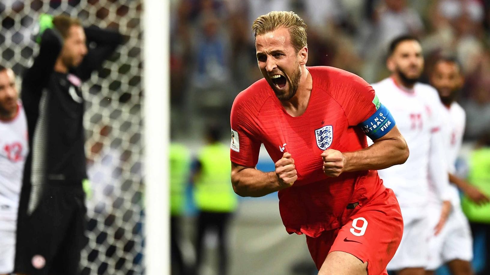 Harry Kane bejubelt seinen zweiten Treffer gegen Tunesien: Der Stürmer wurde von der internationalen Presse gefeiert.