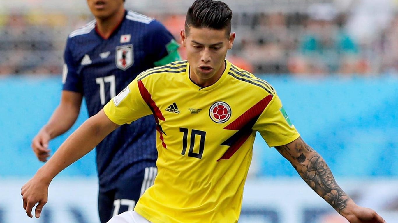 Nicht in der Startelf: Kolumbiens Spielmacher James Rodriguez musste gegen Japan wegen Muskelproblemen anfangs passen. Er wurde erst in der 59. Minute eingewechselt.