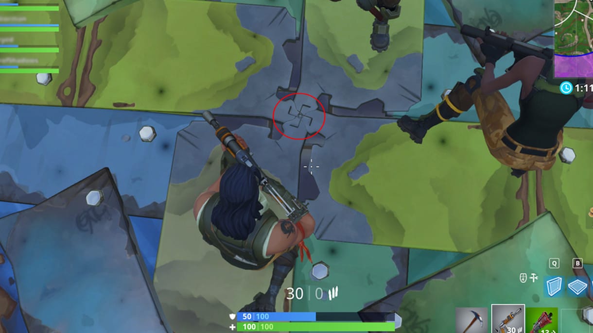 Hakenkreuz in Fortnite: Reddit-Nutzer EuBestCityEu fand das Symbol im Onlinespiel.