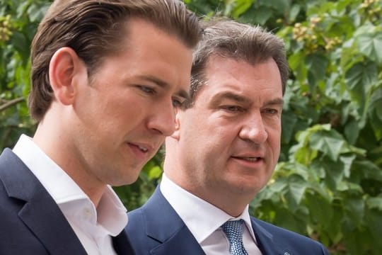 Bayerns Ministerpräsident Markus Söder und der österreichische Bundeskanzler Sebastian Kurz in Linz.