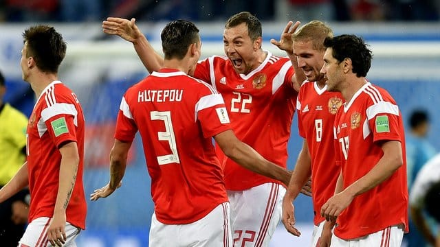 Gastgeber Russland hatte bei der WM bereits achtmal Grund für den Torjubel. Gastgeber Russland hatte bei der WM bereits achtmal Grund für den Torjubel.