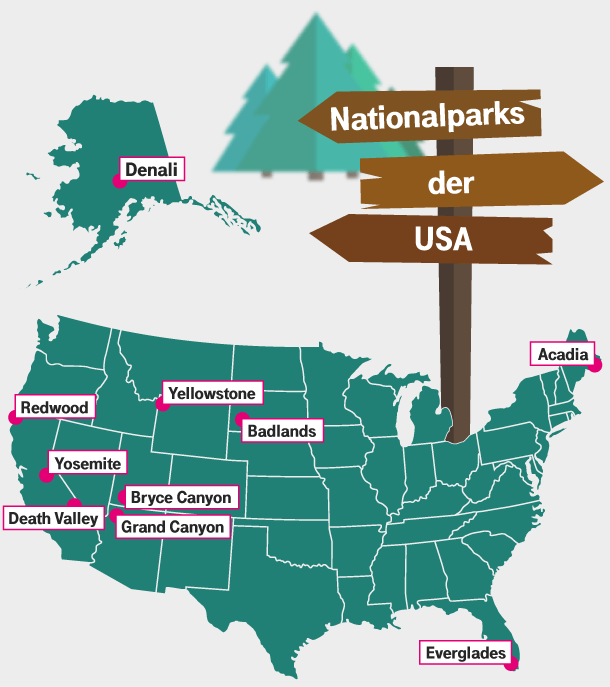 Nationalparks in den USA: Viele der Parks liegen im Westen des Landes.