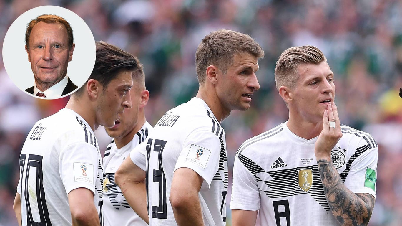 Mesut Özil (v.l.), Thomas Müller und Toni Kroos bei der Auftaktpleite gegen Mexiko. Berti Vogts war schockiert von der Vorstellung der deutschen Mannschaft.