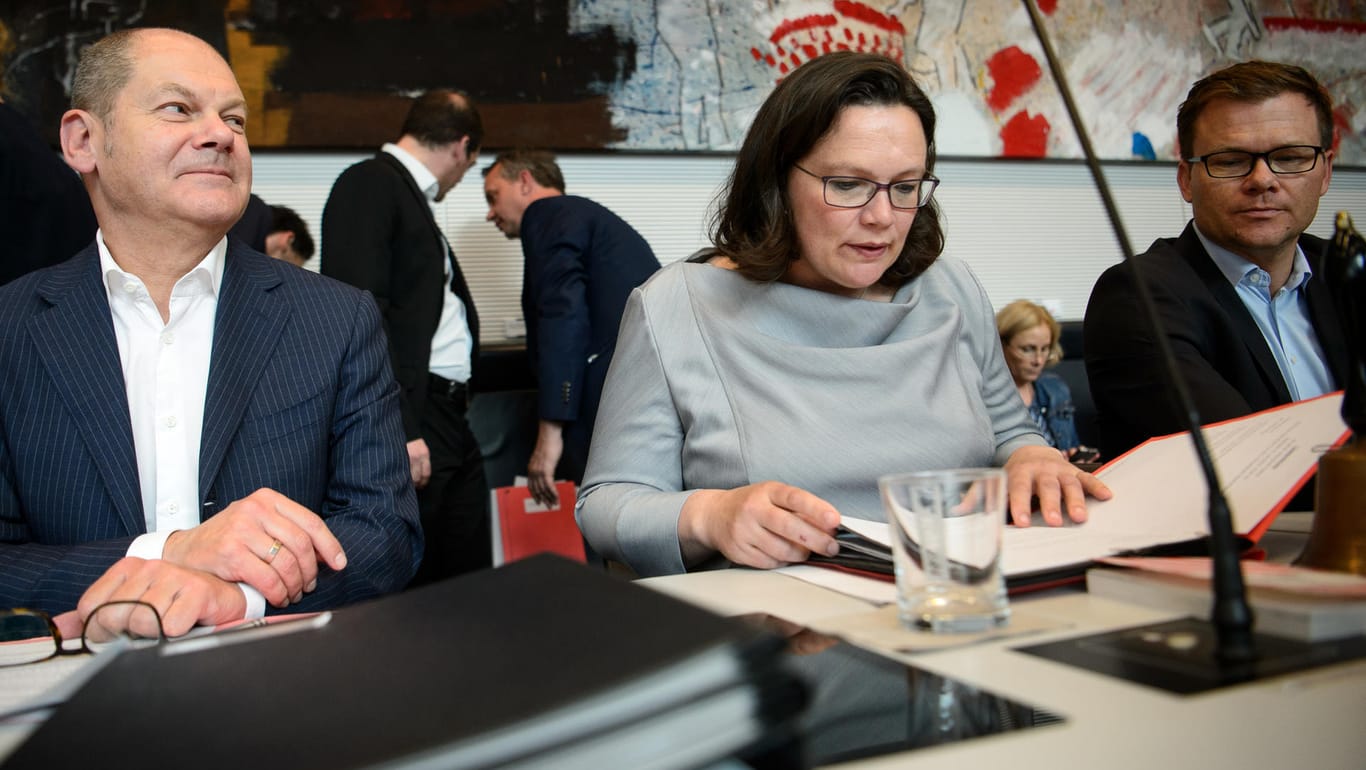 SPD-Fraktionssitzung mit Olaf Scholz und Andrea Nahles: Eine personelle Erneuerung der Partei hat bisher kaum stattgefunden.