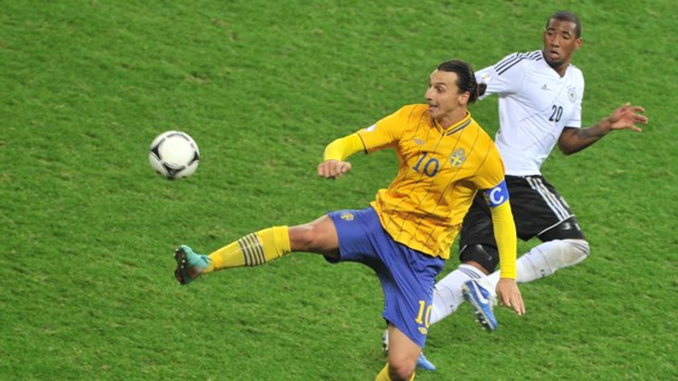 Duell beim legendären 4:4 von Berlin 2012: Schwedens Zlatan Ibrahimovic und Deutschland Jerome Boateng.
