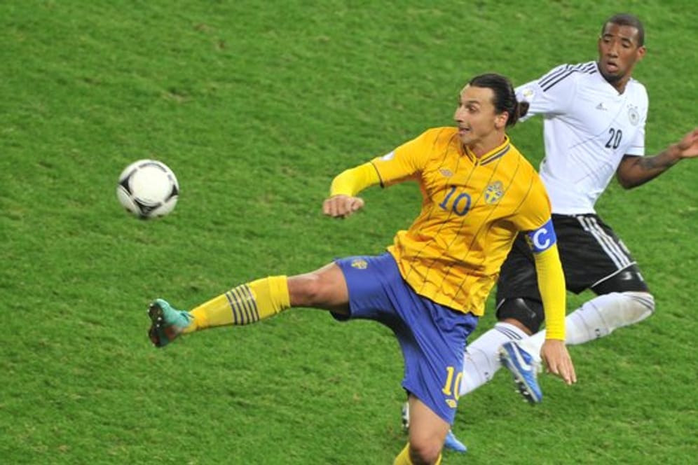 Duell beim legendären 4:4 von Berlin 2012: Schwedens Zlatan Ibrahimovic und Deutschland Jerome Boateng.