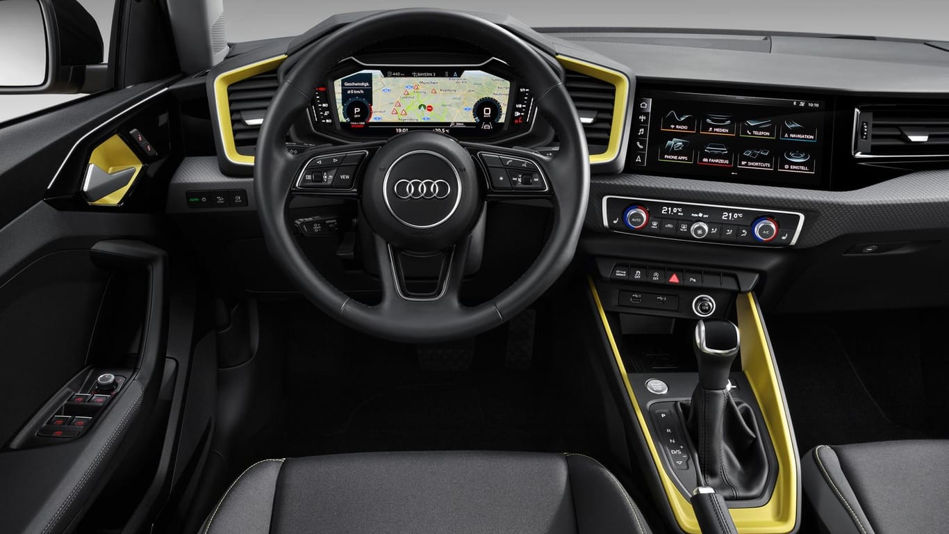 Innenraum des Audi A1: Auf Wunsch verbaut die VW-Tochter auch ein digitales Display über der Mittelkonsole.