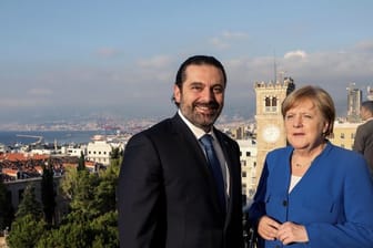 Der libanesische Ministerpräsident Saad Hariri empfängt Kanzlerin Angela Merkel in Beirut.