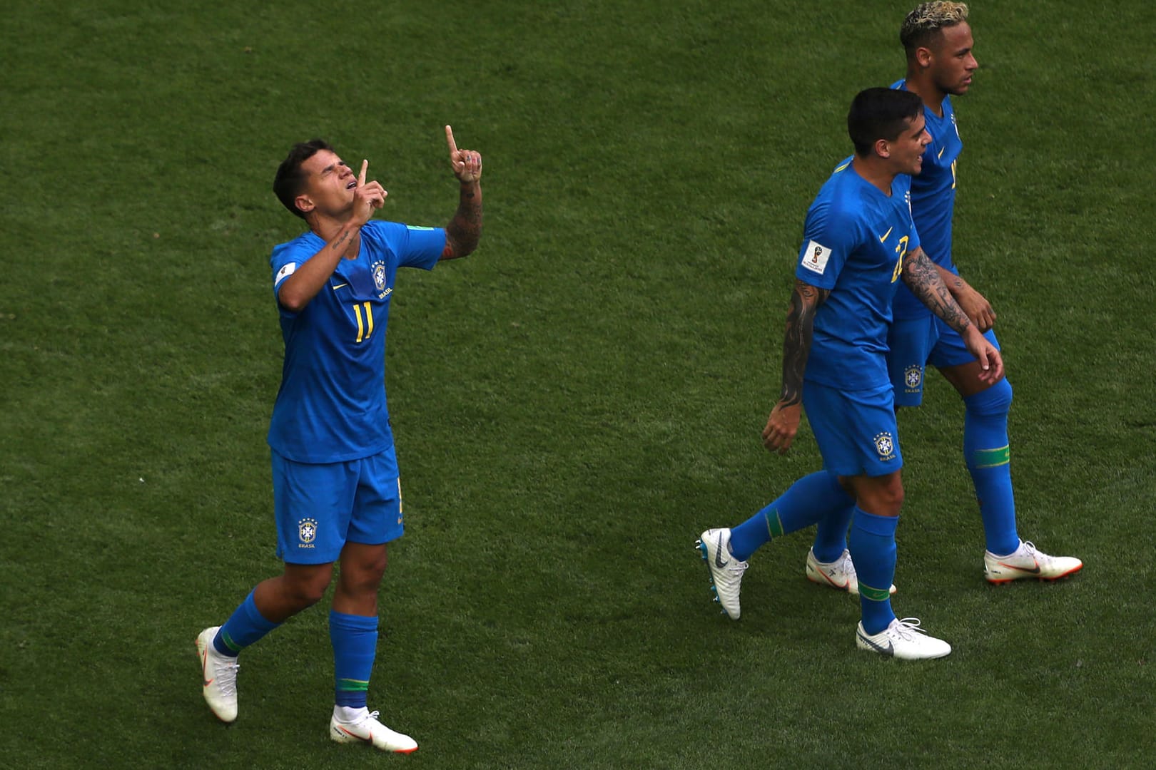 Erzielten die Treffer für Brasilien: Philippe Coutinho (l.) und Neymar (r.).