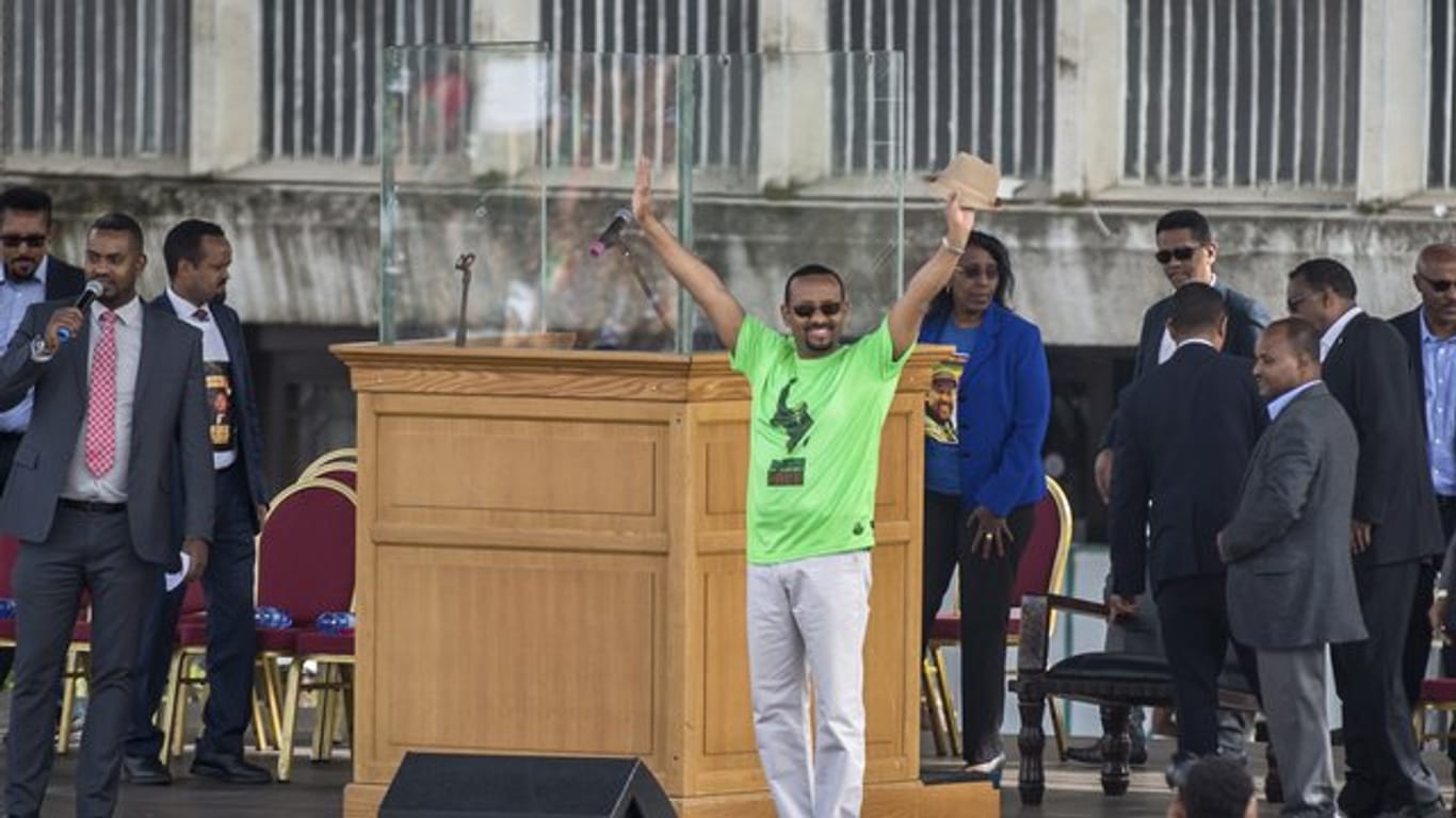 Abiy Ahmed, Ministerpräsident von Äthiopien, bei einer Wahlkampfveranstaltung.