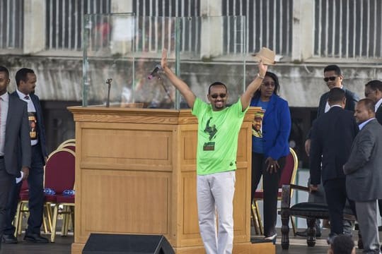 Abiy Ahmed, Ministerpräsident von Äthiopien, bei einer Wahlkampfveranstaltung.