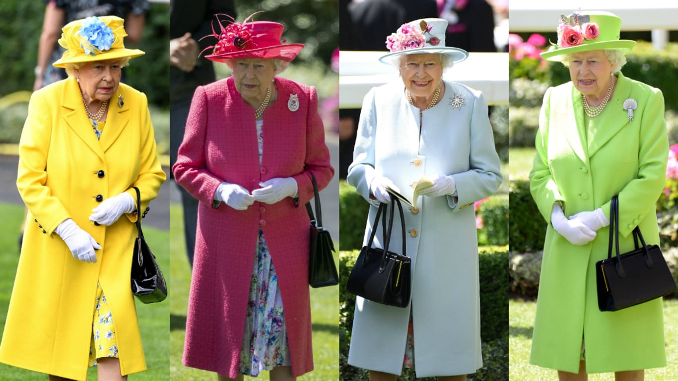 Die Queen mal vier: Nur einige ihrer farbenfrohen Looks.
