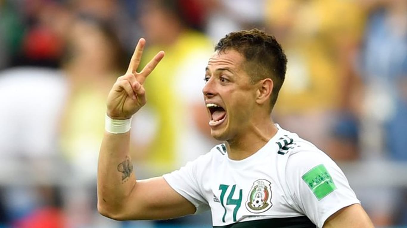 Mexikos Chicharito ist mit seinem vierten Endrundentreffer neben Luis Hernández WM-Rekordtorschütze seines Landes.