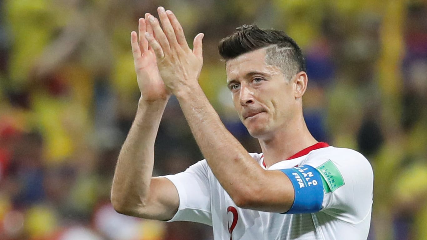 Robert Lewandowski nach Polens Niederlage gegen Kolumbien: Der Bayern-Star konnte bei der WM in Russland nicht überzeugen.