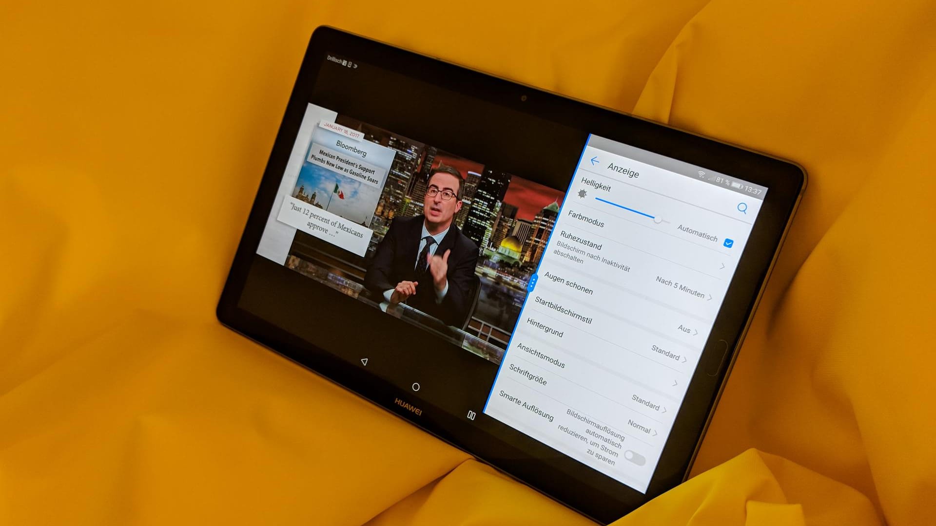 Huawei MediaPad 5 10: Parallel Videos schauen und an den Einstellungen herumspielen - das geht jetzt.