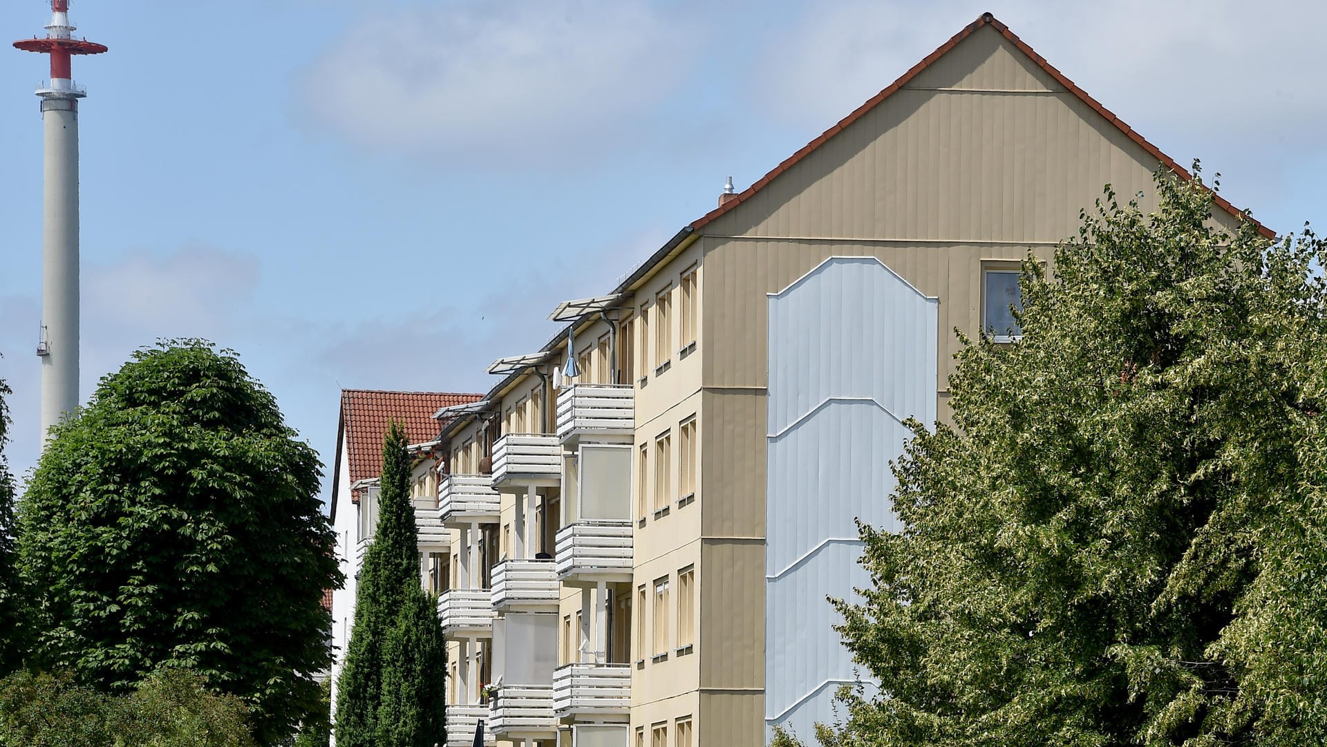 Häuser in Calau, wo das Waffenarsenal gefunden wurde: 72 Menschen waren von der Räumung betroffen.