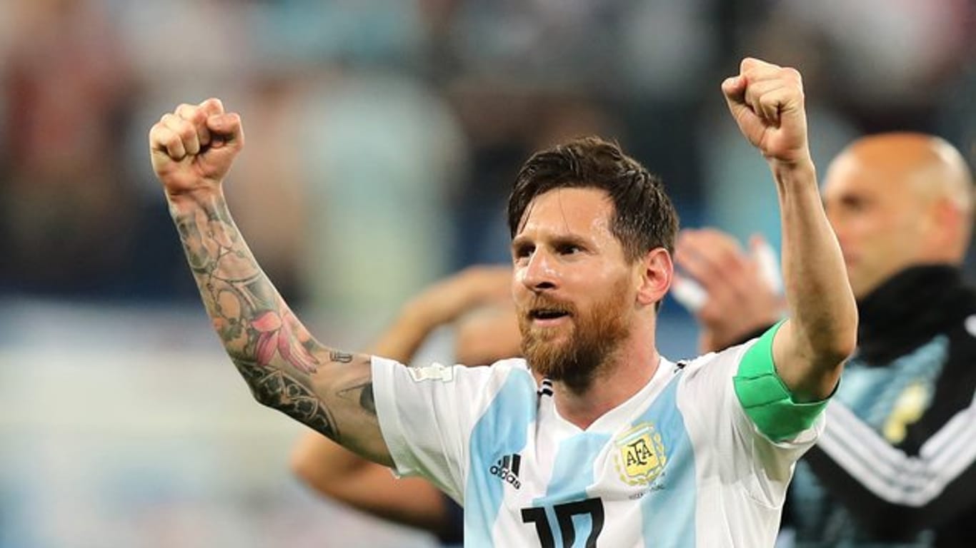 Argentiniens Superstar Lionel Messi feiert den Sieg gegen Nigeria.