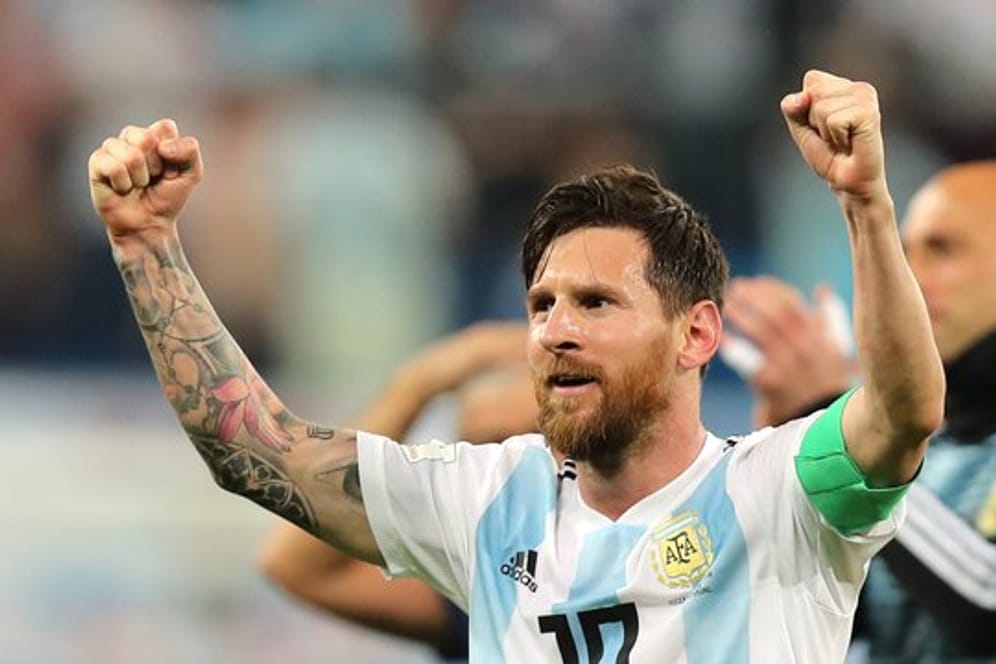 Argentiniens Superstar Lionel Messi feiert den Sieg gegen Nigeria.
