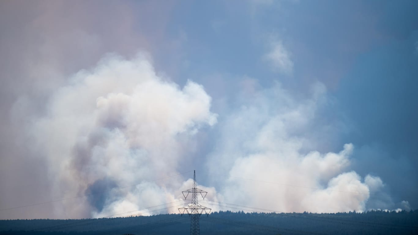 Rauchsäule über einem Wald des Truppenübungsplatzes Altmark: Soldaten hatten mit Pyrotechnik ein Feuer entfacht.