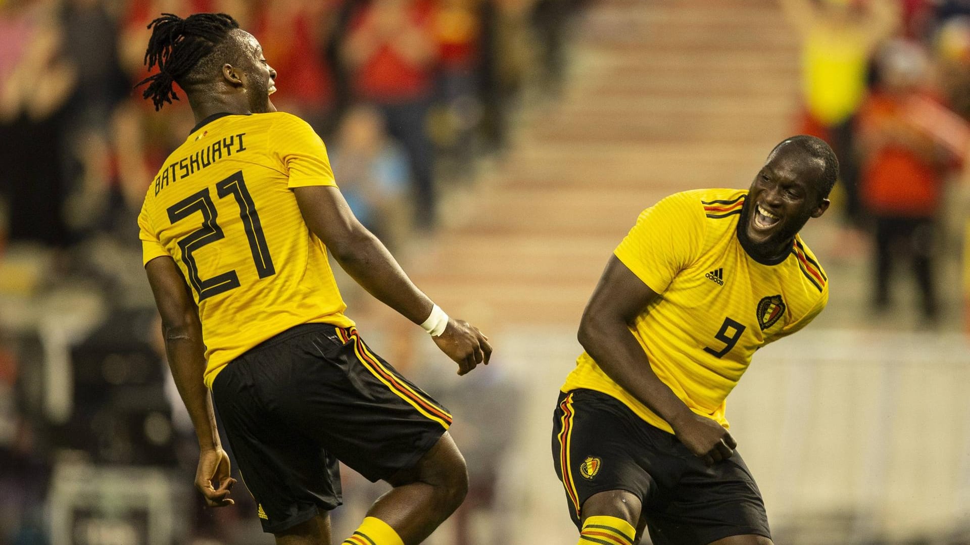 Michy Batshuayi (l.) und Romelu Lukaku feiern einen Treffer gegen Costa Rico. Gerade Lukaku spielt bisher eine überragende WM und hat mit vier Treffern Chancen auf die Torjägerkrone in Russland.