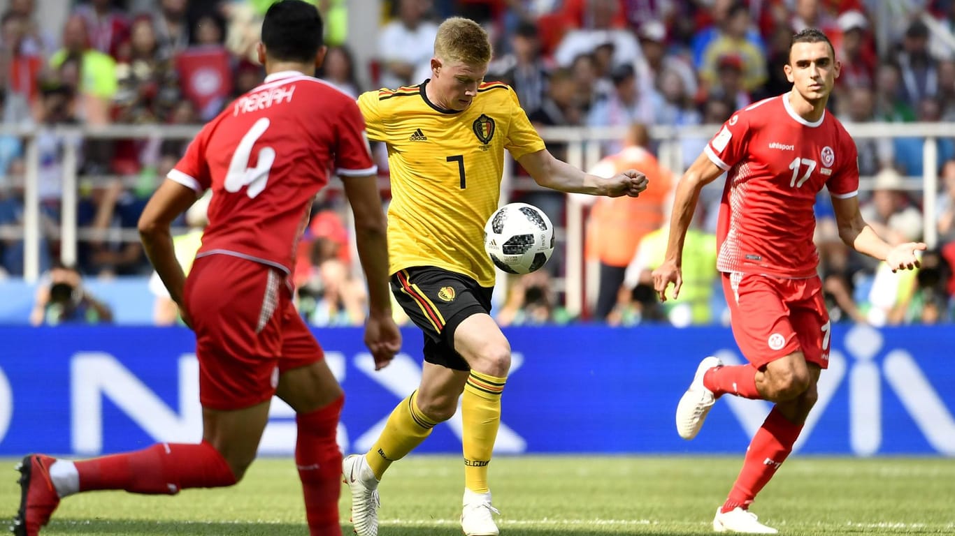 Antreiber: Belgiens Kevin De Bruyne (M.) im Spiel gegen Tunesien.