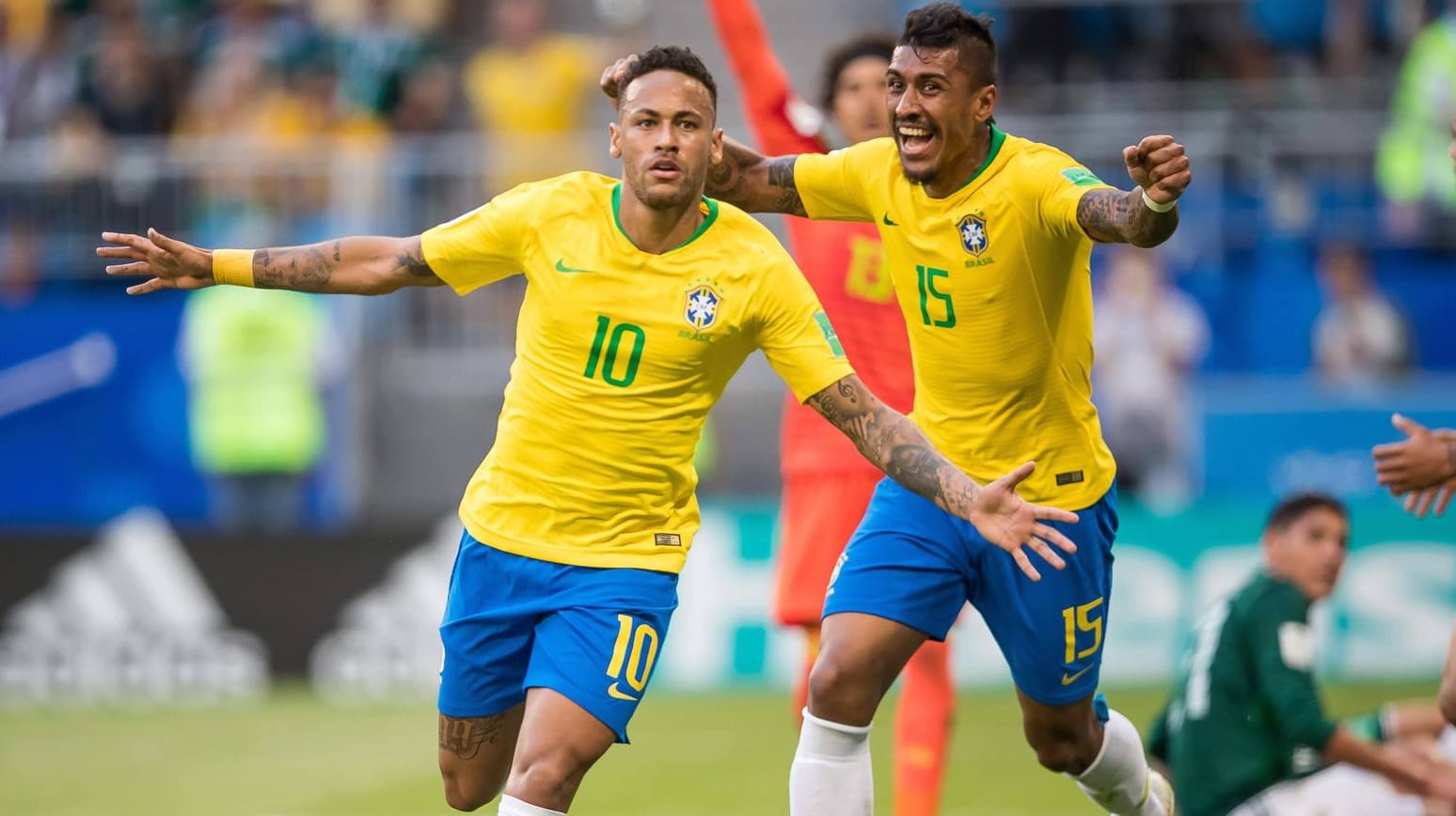 Matchwinner: Neymar (li.) jubelt über sein Tor gegen Mexiko.