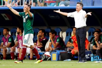 Heißblütiger Mexiko-Trainer: Juan Carlos Osorio (r.) ist für emotionale Ausbrüche am Spielfeldrand bekannt.
