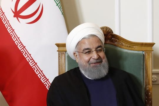 Hassan Ruhani, Präsident des Iran, während eines Treffens mit dem Präsidenten des Schweizer Bundesrats, Alain Berset.