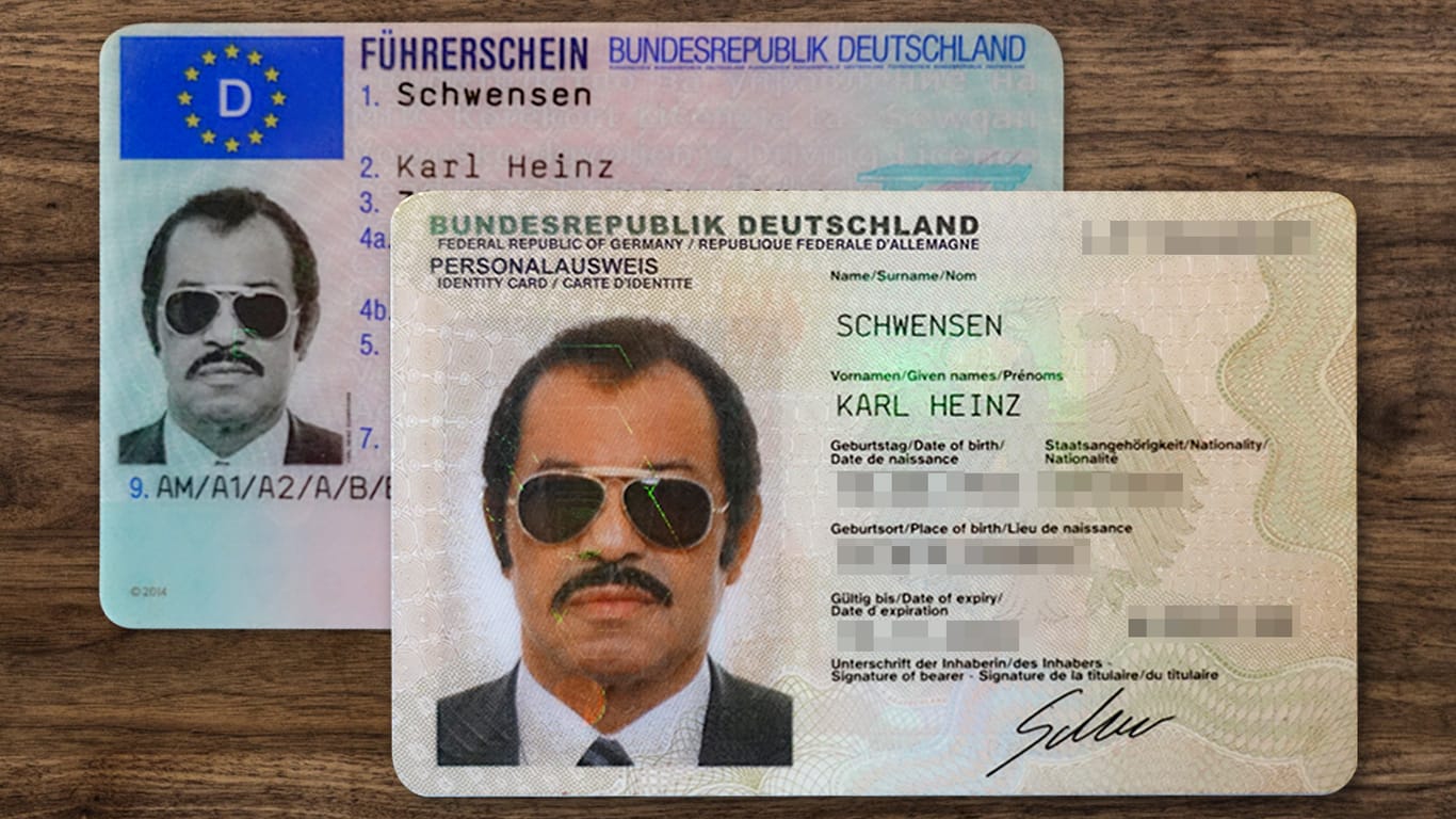 Selbst auf seinen amtlichen Lichtbilddokumenten trägt Kalle Schwensen die obligatorische Sonnenbrille.