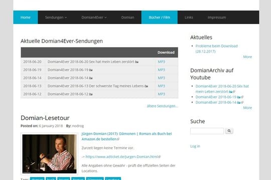 Alte Folgen von Jürgen Domians Nacht-Talk stehen im Domianarchiv zum Anhören bereit.