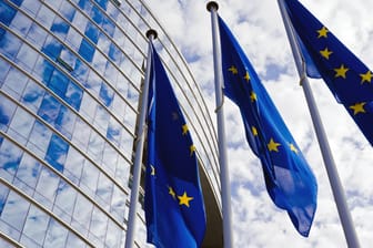 EU-Fahnen: Das umstrittene Gesetz zur europäischen Urheberrechtsreform muss neu verhandelt werden. Das Parlament hat sein Veto eingelegt.