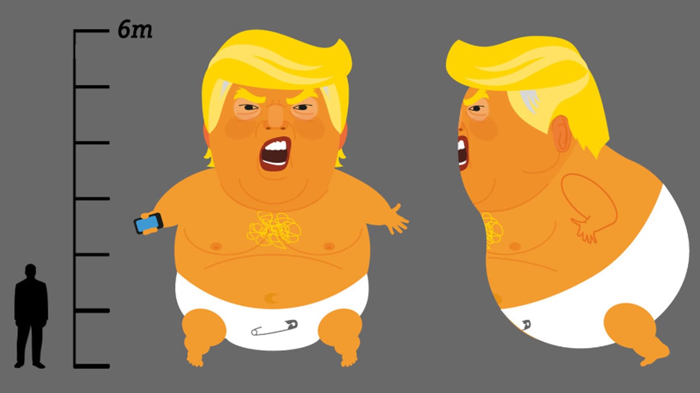 Das fliegende Trump-Baby misst ganze sechs Meter.