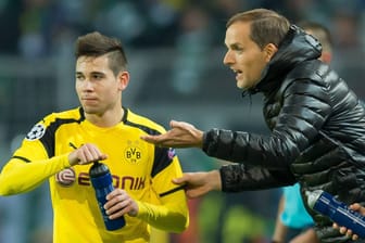 Guerreiro (l.) und Tuchel zu gemeinsamen Dortmunder Zeiten: Holt der Ex-BVB-Coach seinen früheren Schützling nach Paris?