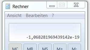 Rechenfehler im Windows Taschenrechner: Die Wurzel aus 4 minus zwei ergibt...?