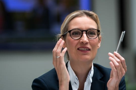 AfD-Fraktionschefin Weidel postete bei Twitter ein Bild, auf dem mit Blick auf die Umfrageergebnisse stand: "Volkspartei".