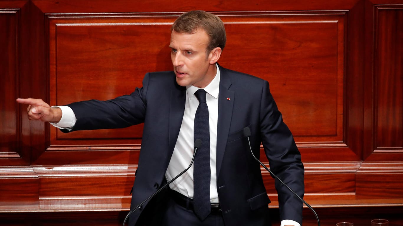 Emmanuel Macron: Der französische Präsident sprach am Montag vor beiden Kammern des Parlaments.