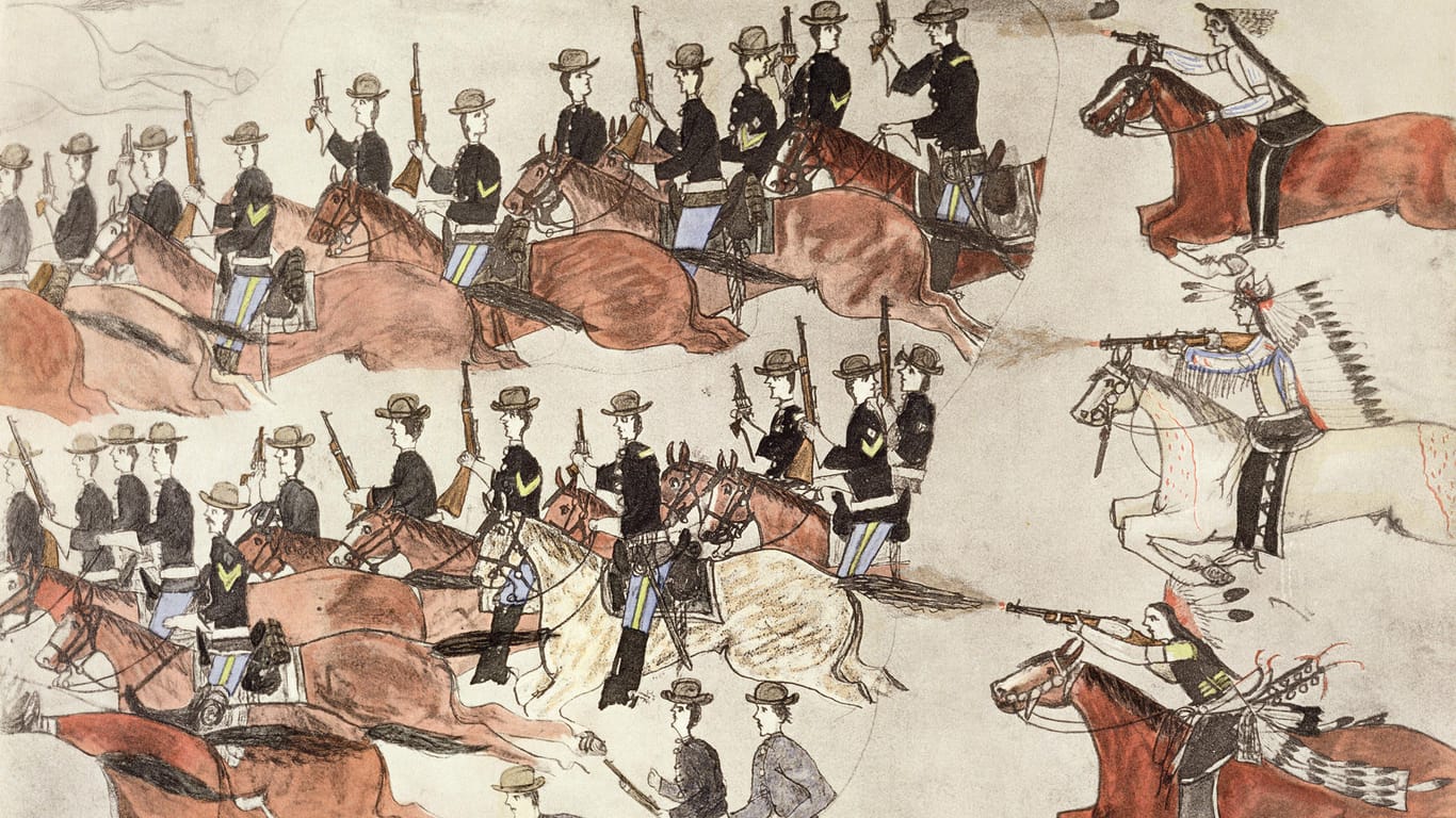 Die Schlacht am Little Bighorn aus anderer Sicht: Genau wie die Weißen hielten auch manche Stammeskrieger das Gefecht bildlich fest.