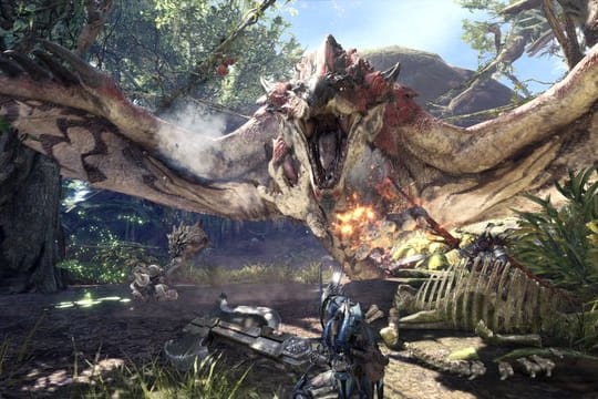 Krallen, Flügel, spitze Zähne: Um solch ein Monster zur Strecke zu bringen, müssen Spieler von "Monster Hunter: World" zunächst ihre Spielfigur in Form bringen, Waffen bauen und Rüstungen anfertigen.