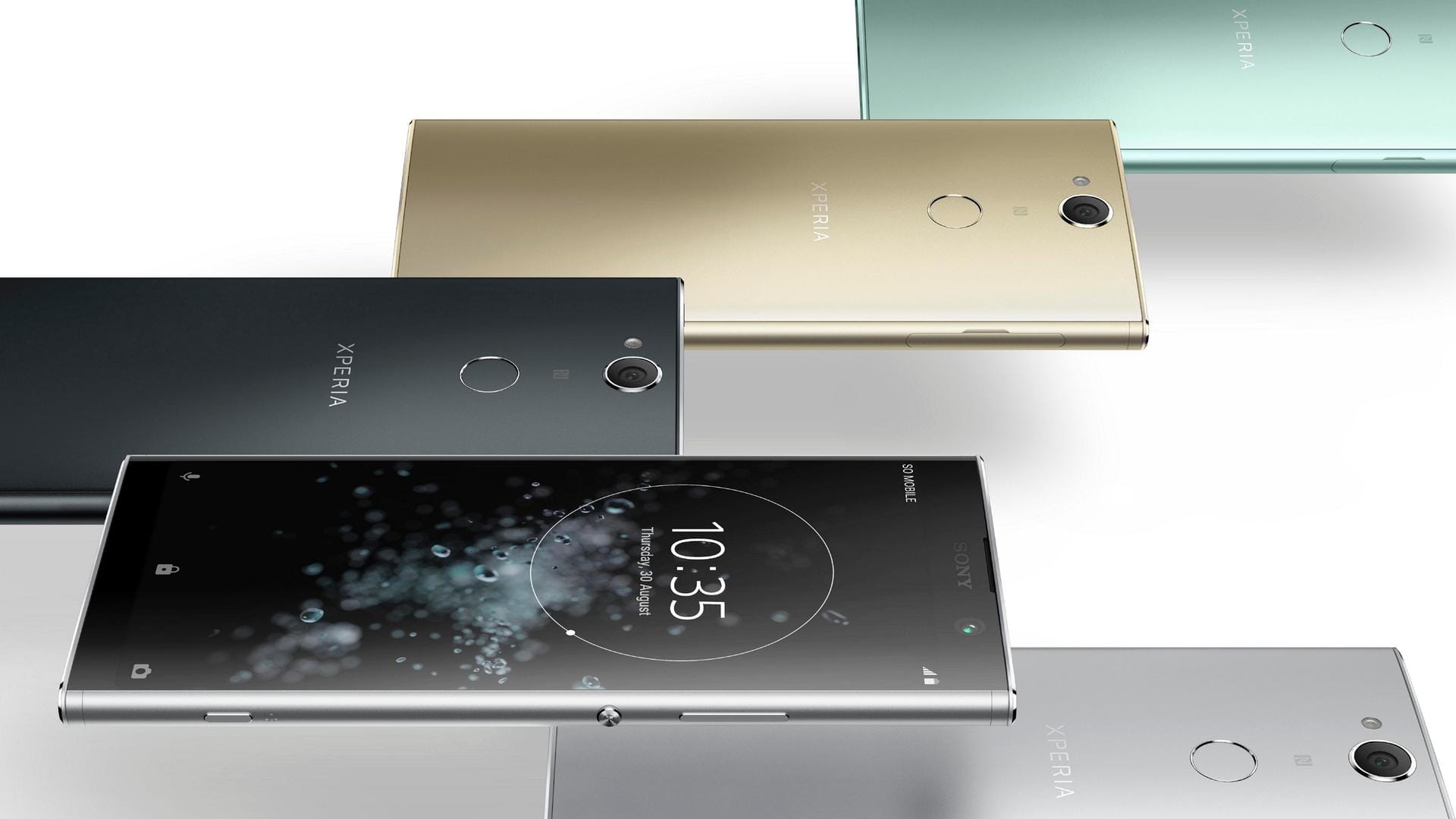 Die Kunststoff-Rückseite des Sony Xperia XA2 Plus: Bunte Metall-Optik.