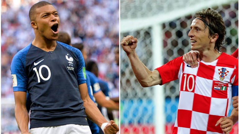 Duell um den Titel: Frankreichs Mbappé (li.) und Kroatiens Modric.