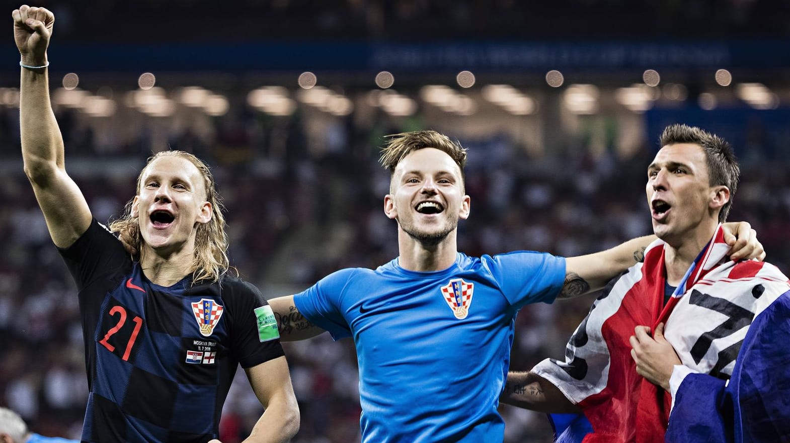 Domagoj Vida (l.), Ivan Rakitic (m.) und Mario Mandzukic: Drei Säulen des kroatischen Teams.