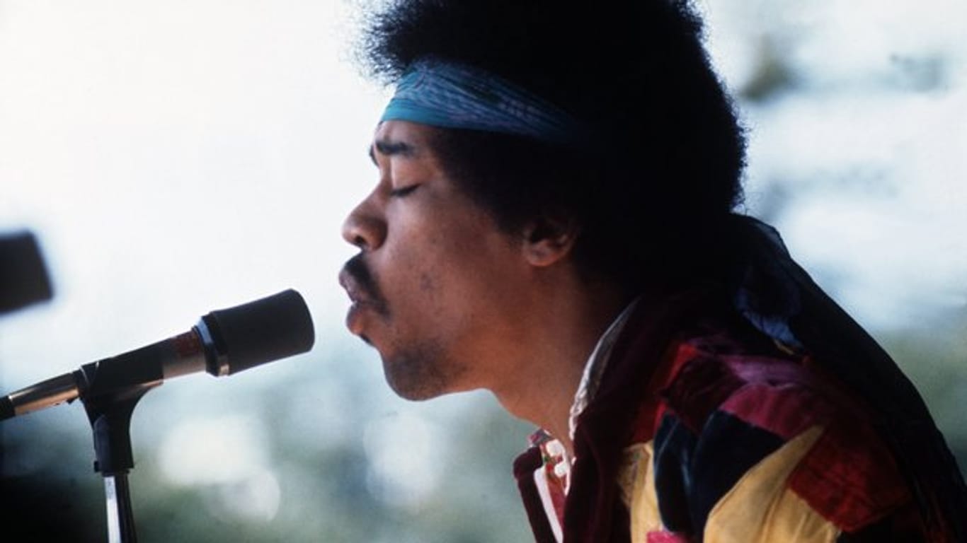 Jimi Hendrix bei seinem Auftritt auf der Ostsee-Insel Fehmarn.