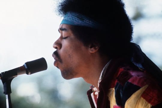 Jimi Hendrix bei seinem Auftritt auf der Ostsee-Insel Fehmarn.