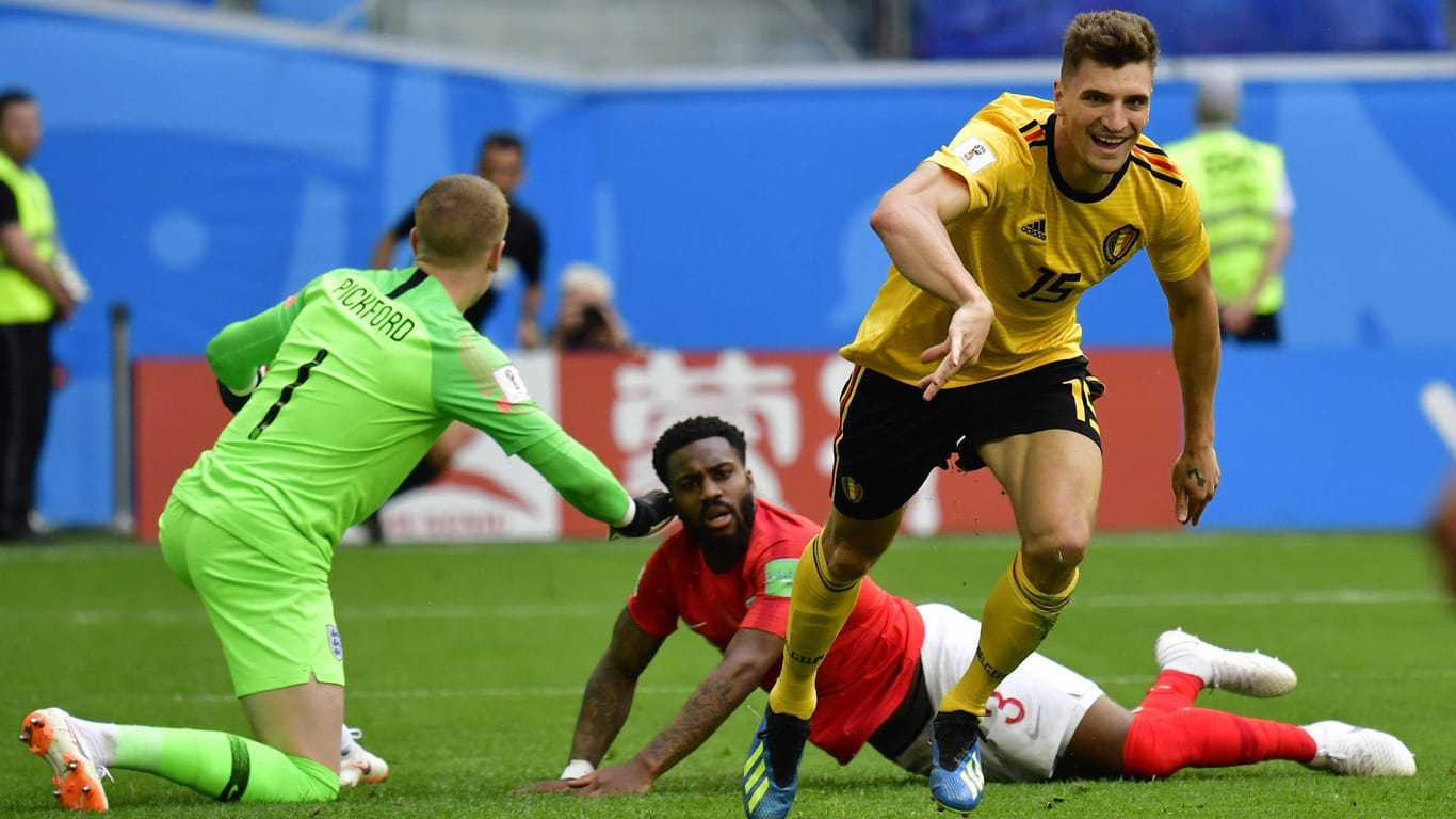 Jubel bei Thomas Meunier (r.): Belgiens Abwehrspieler erzielte das Tor zur 1:0-Führung.
