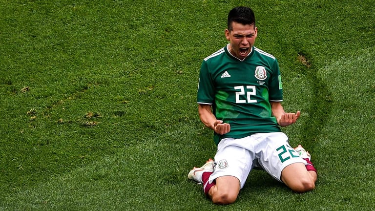 Hirving Lozano jubelt nach seinem Treffer: Der 22-Jährige Mexikaner erzielte gegen Deutschland seinen achten Treffer für die mexikanische Nationalmannschaft.