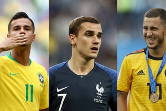 Philippe Coutinho (l.), Antoine Griezmann (m.) und Eden Hazard. Alle drei sind Teil der besten Elf des Turniers.